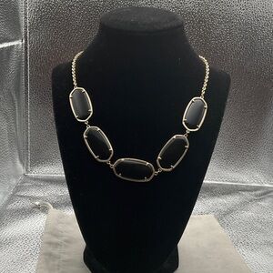 EUC Noel black glass in Gold Chain Necklace